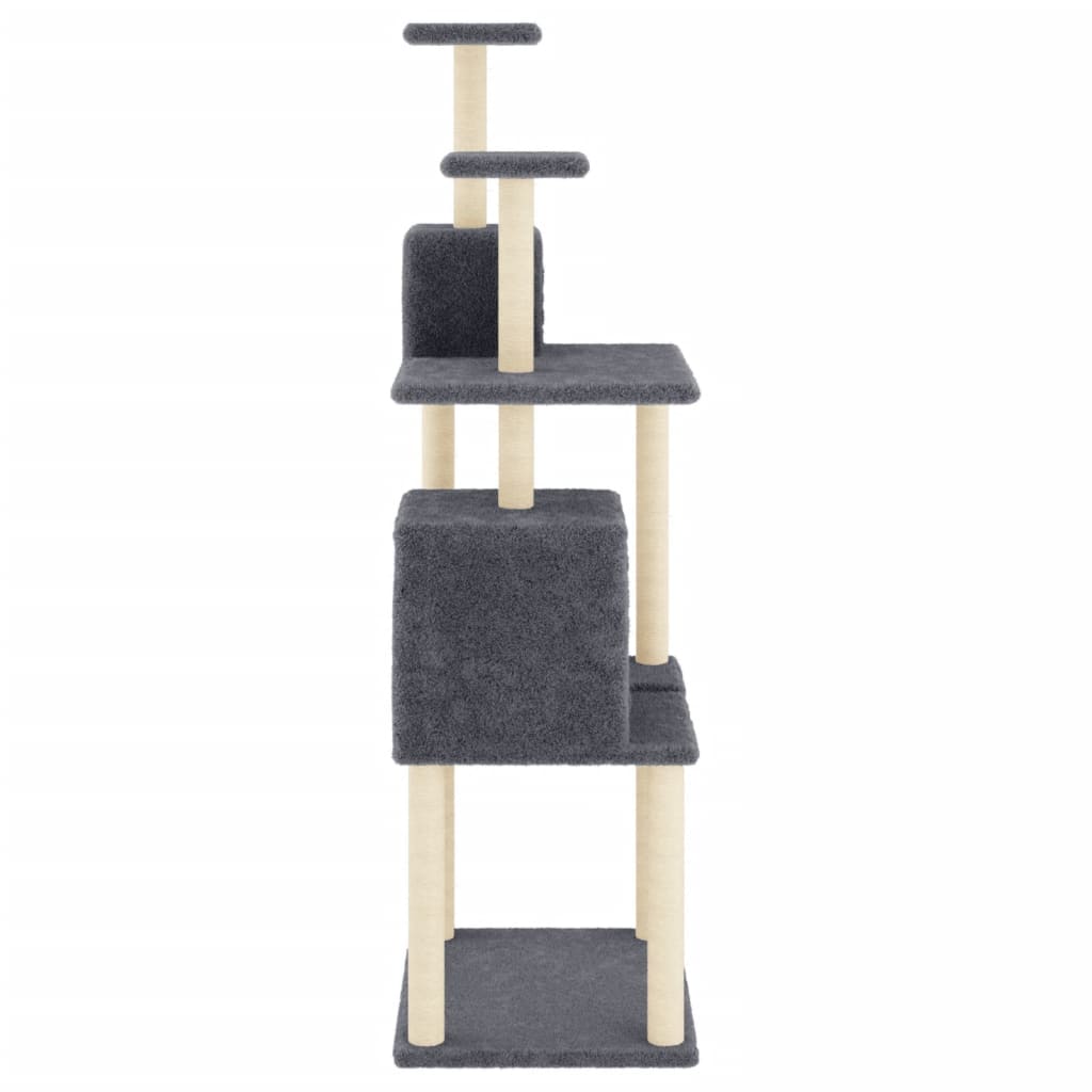 vidaXL Cat Tree with Sisal Scratching Posts Dark Grey 167 cm