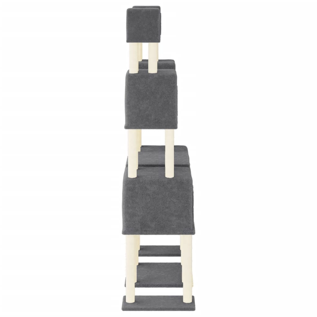 Cat Tree with Sisal Scratching Posts Dark Grey 199 cm