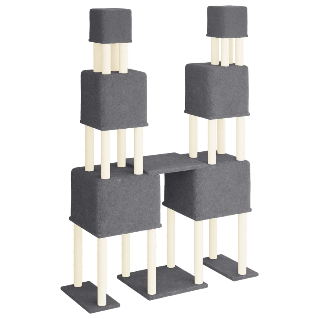 Cat Tree with Sisal Scratching Posts Dark Grey 199 cm