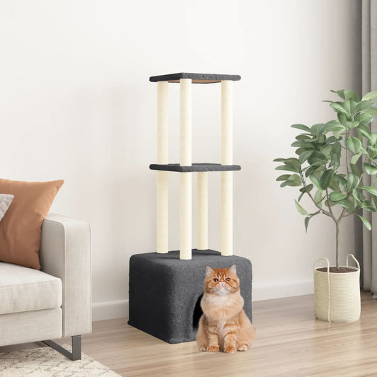 Cat Tree with Sisal Scratching Posts Dark Grey 133,5 cm