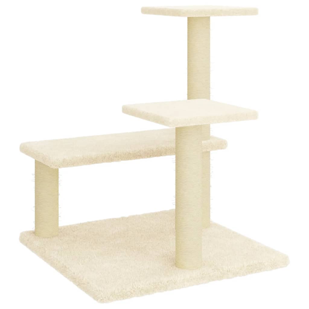 Cat Tree with Sisal Scratching Posts Cream 61 cm