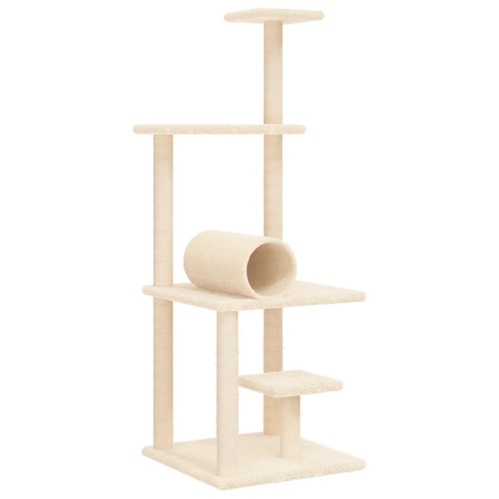 Cat Tree with Sisal Scratching Posts Cream 136 cm