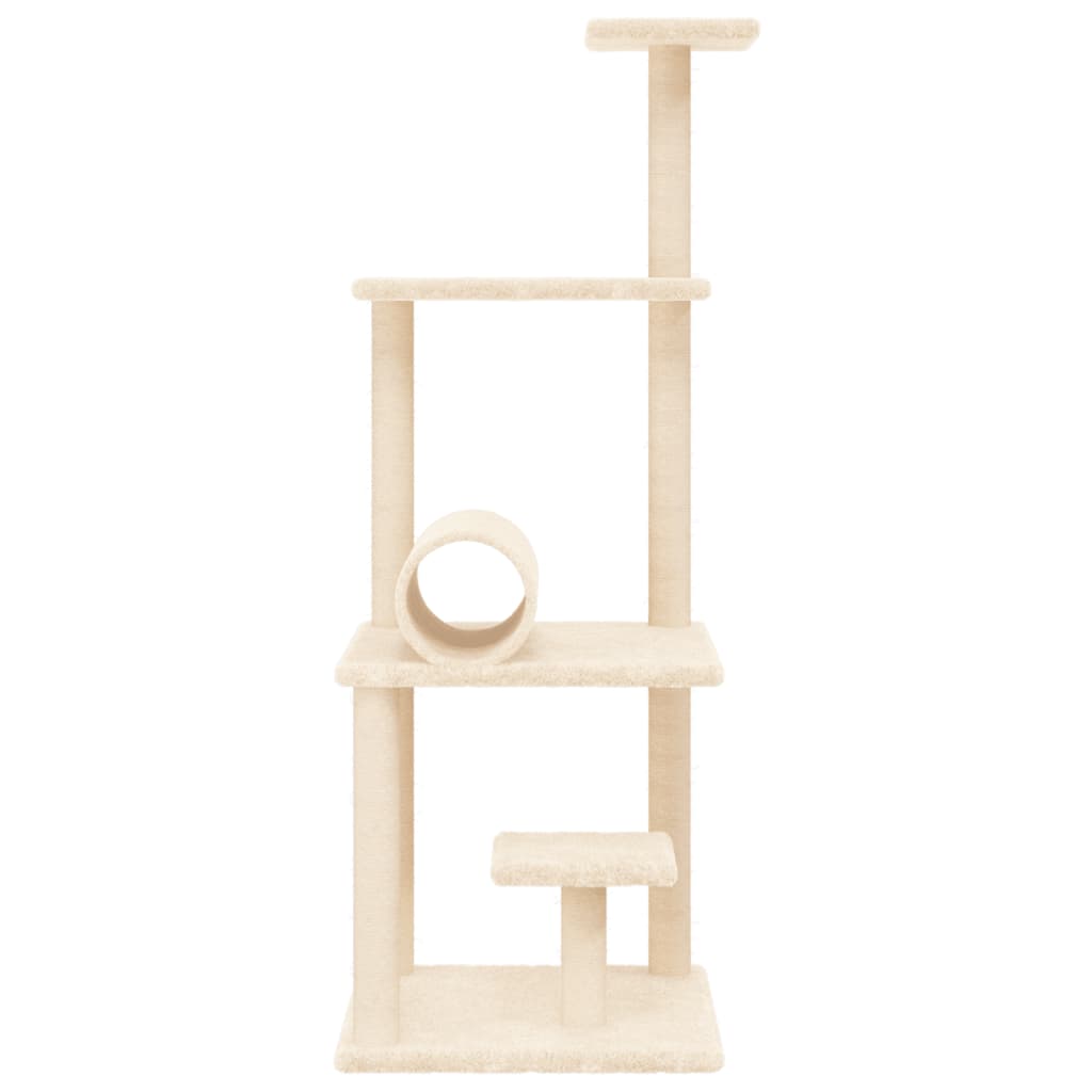 Cat Tree with Sisal Scratching Posts Cream 136 cm