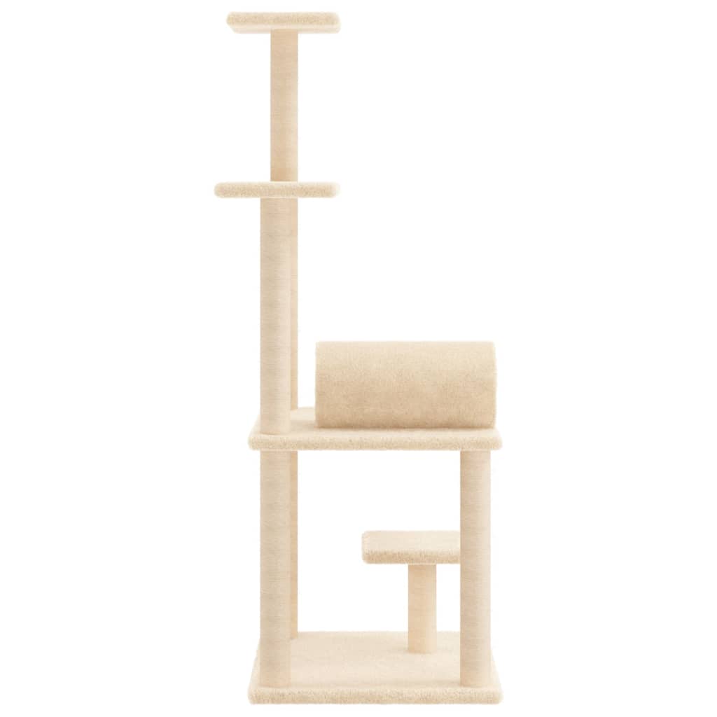 Cat Tree with Sisal Scratching Posts Cream 136 cm