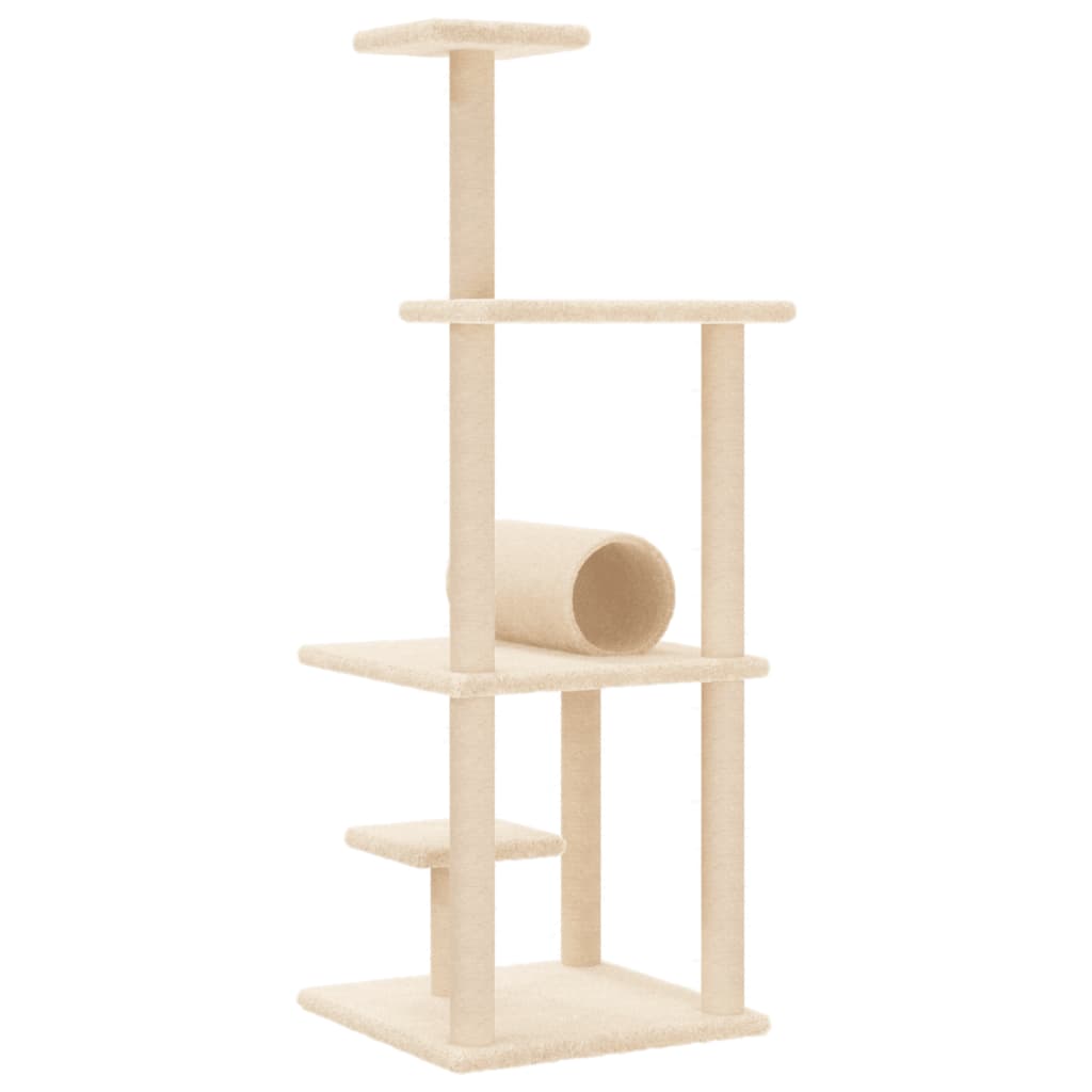 Cat Tree with Sisal Scratching Posts Cream 136 cm