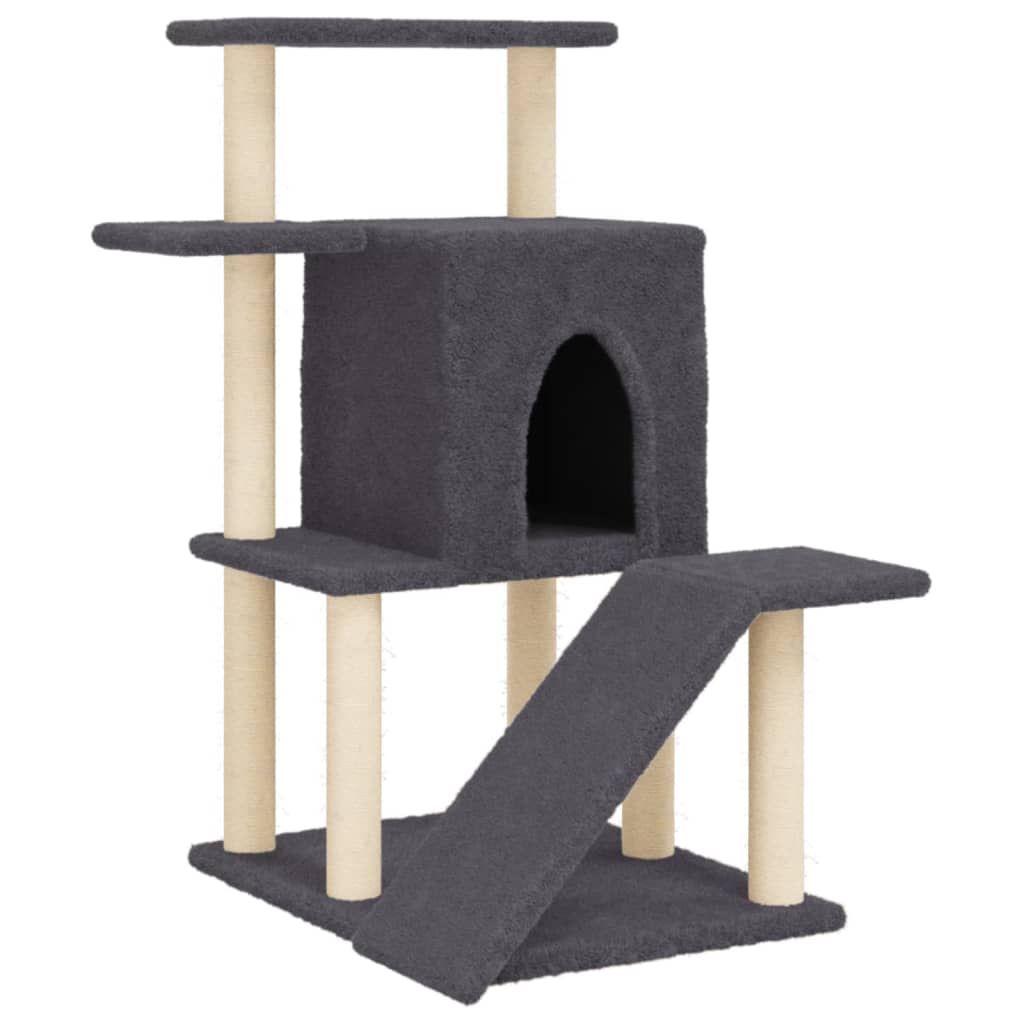 vidaXL Cat Tree with Sisal Scratching Posts Dark Grey 97 cm