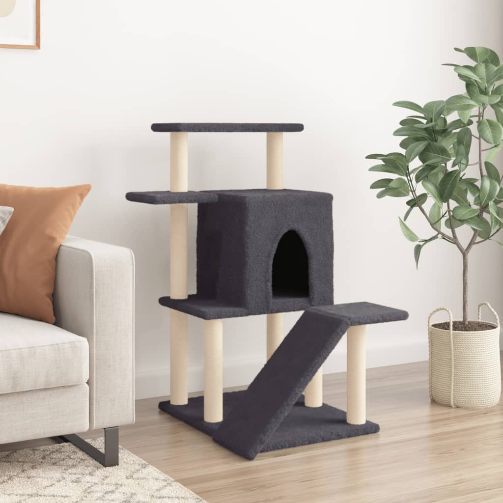 vidaXL Cat Tree with Sisal Scratching Posts Dark Grey 97 cm