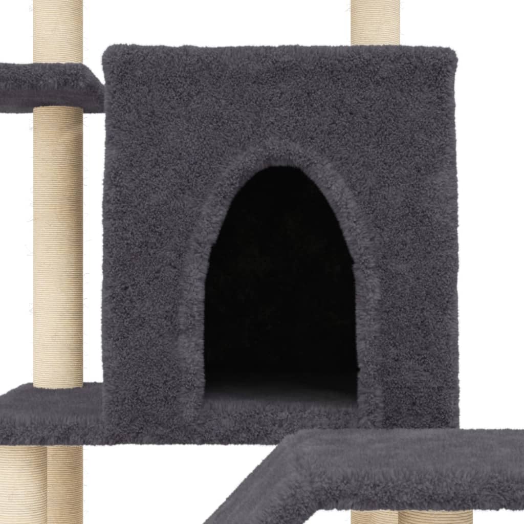 vidaXL Cat Tree with Sisal Scratching Posts Dark Grey 97 cm