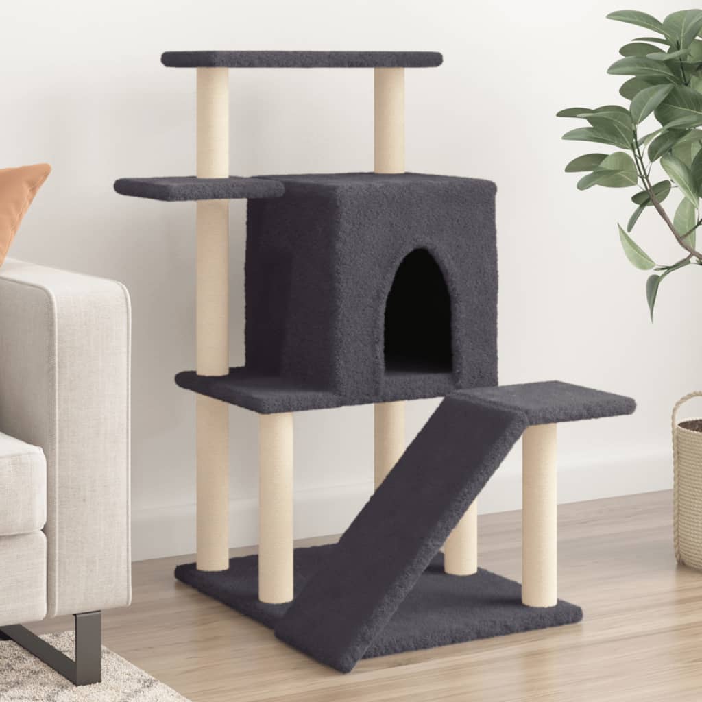 vidaXL Cat Tree with Sisal Scratching Posts Dark Grey 97 cm