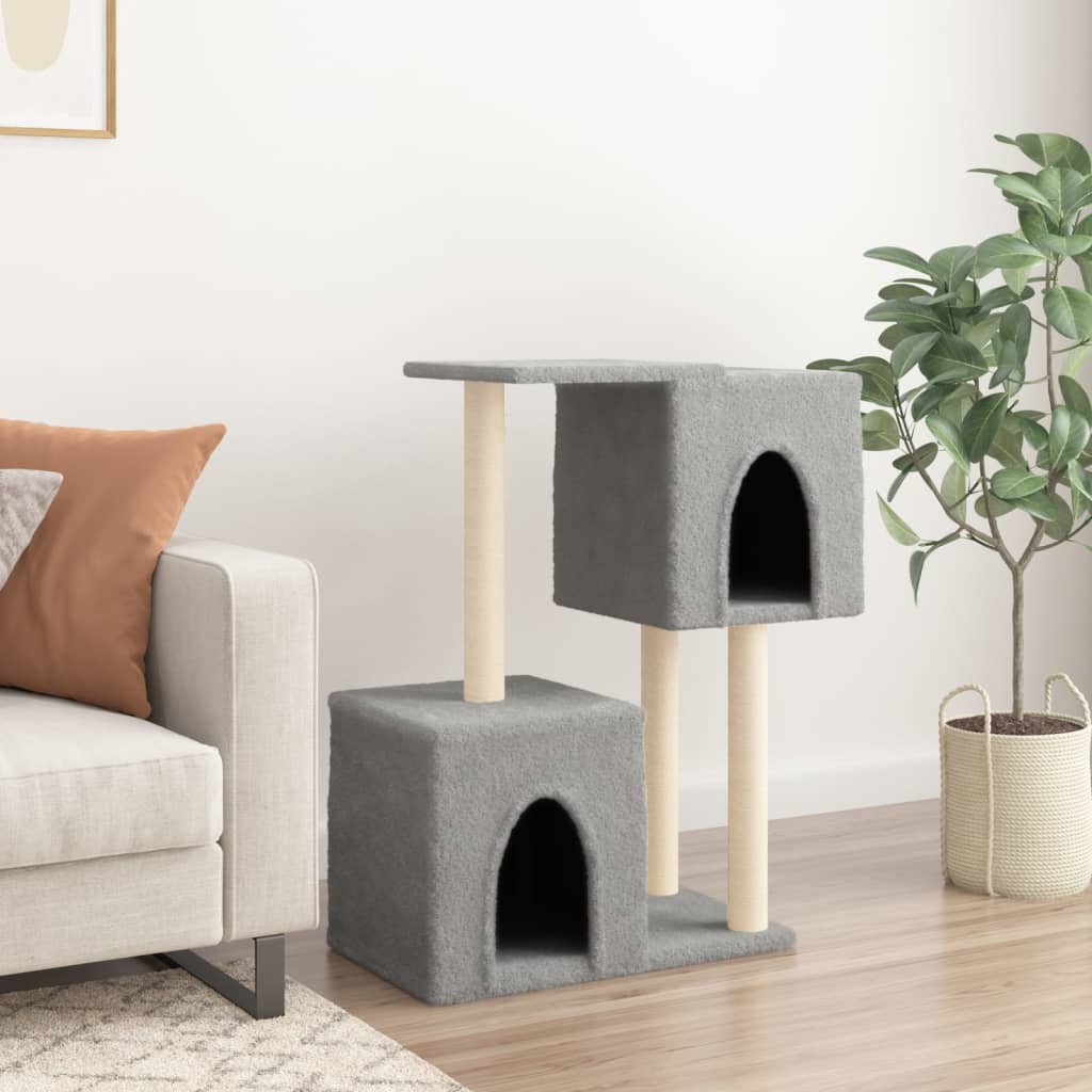 Cat Tree with Sisal Scratching Posts Light Grey 86 cm