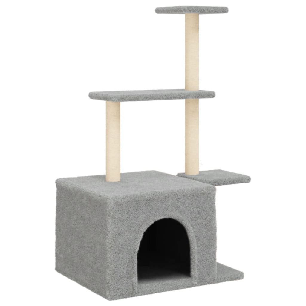 Cat Tree with Sisal Scratching Posts Light Grey 110 cm