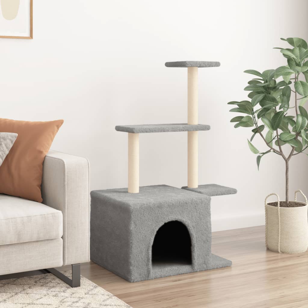 Cat Tree with Sisal Scratching Posts Light Grey 110 cm