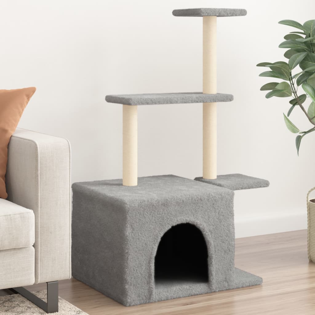 Cat Tree with Sisal Scratching Posts Light Grey 110 cm