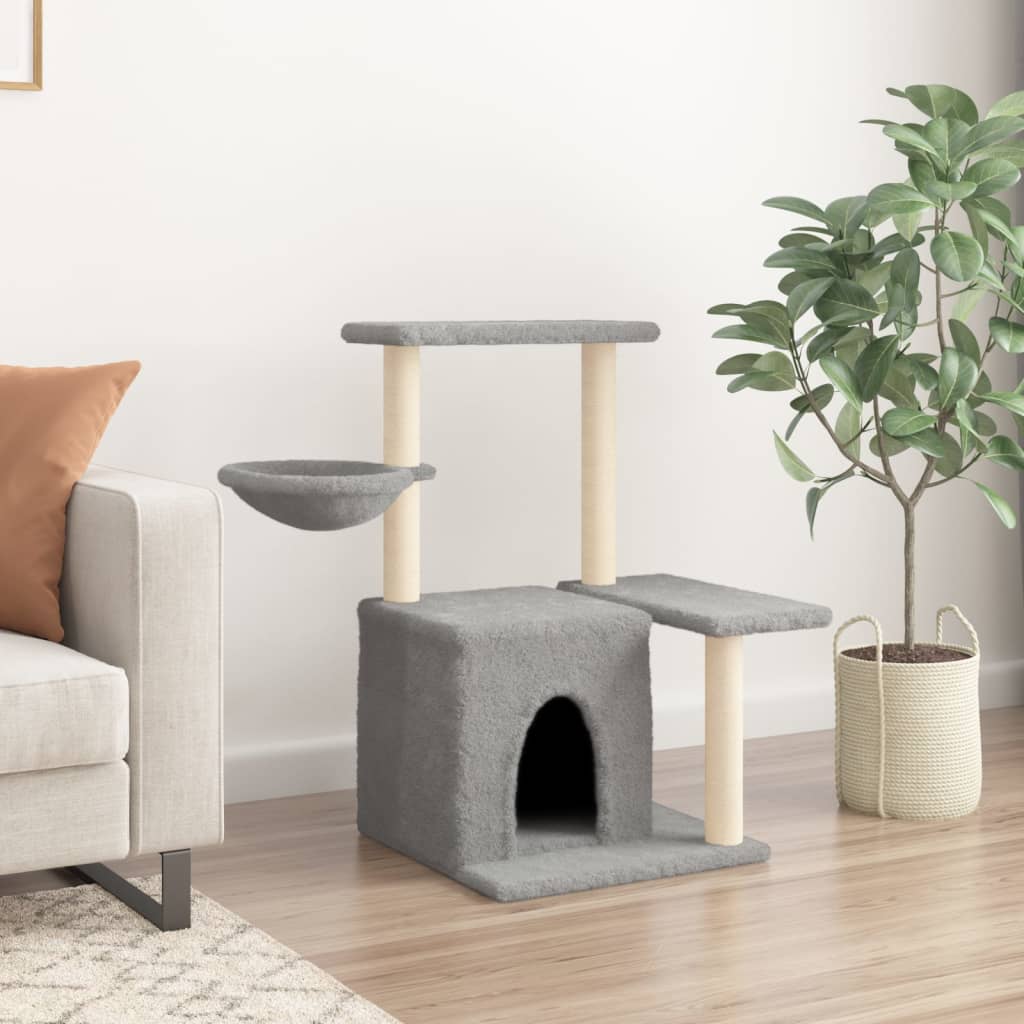 vidaXL Cat Tree with Sisal Scratching Posts Light Grey 83 cm