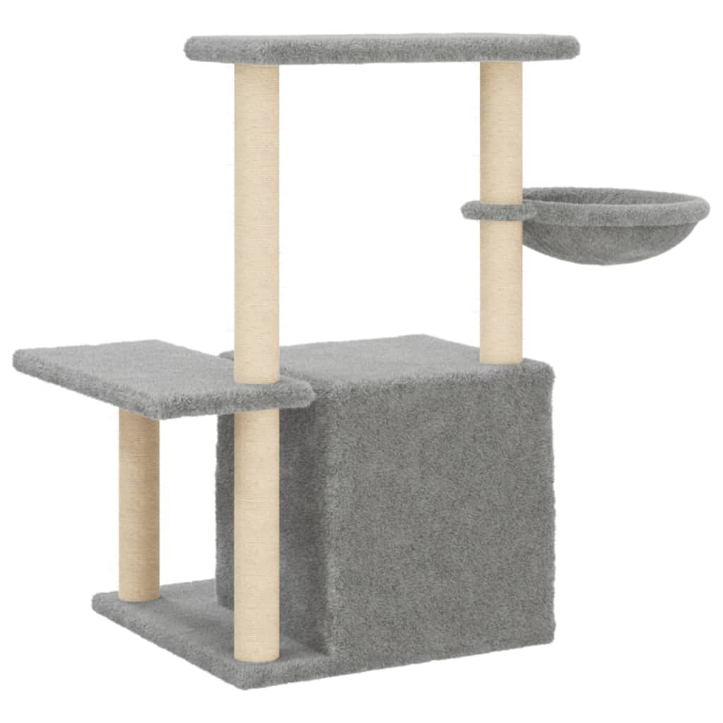 vidaXL Cat Tree with Sisal Scratching Posts Light Grey 83 cm