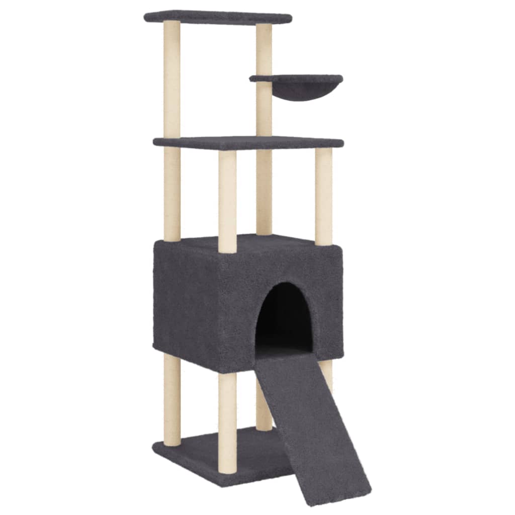 vidaXL Cat Tree with Sisal Scratching Posts Dark Grey 153 cm