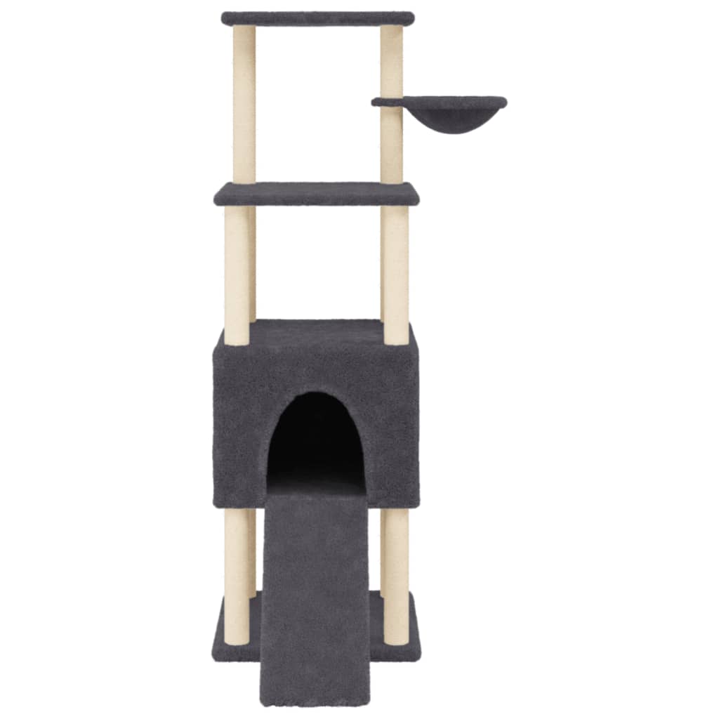 vidaXL Cat Tree with Sisal Scratching Posts Dark Grey 153 cm