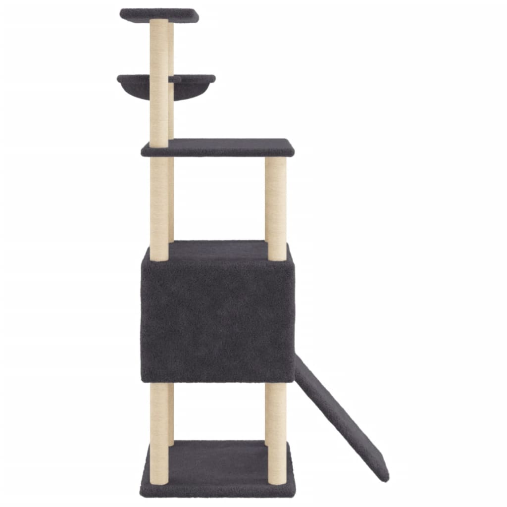 vidaXL Cat Tree with Sisal Scratching Posts Dark Grey 153 cm