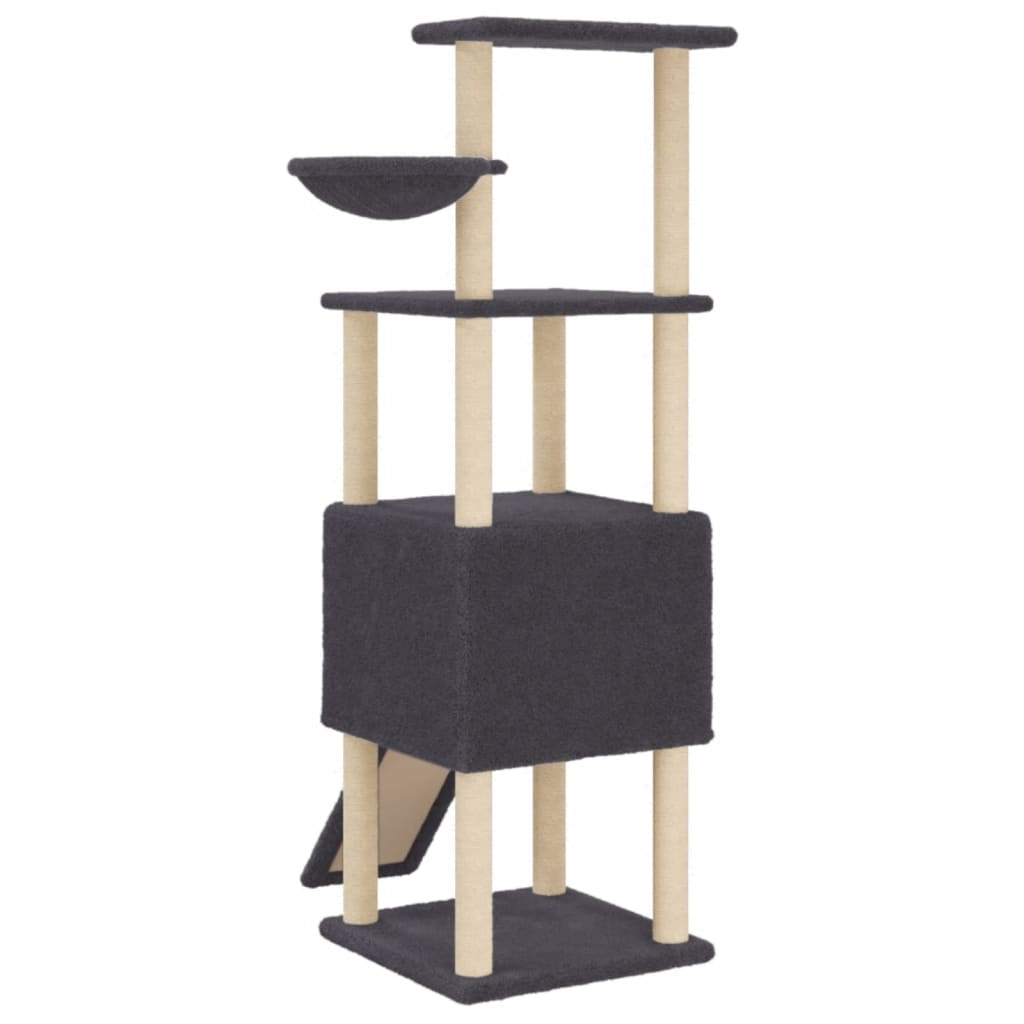 vidaXL Cat Tree with Sisal Scratching Posts Dark Grey 153 cm