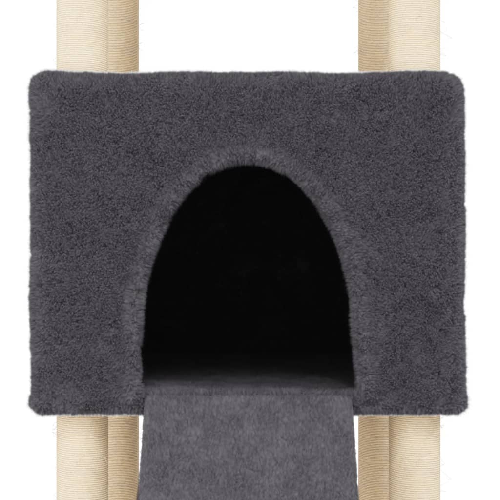 vidaXL Cat Tree with Sisal Scratching Posts Dark Grey 153 cm