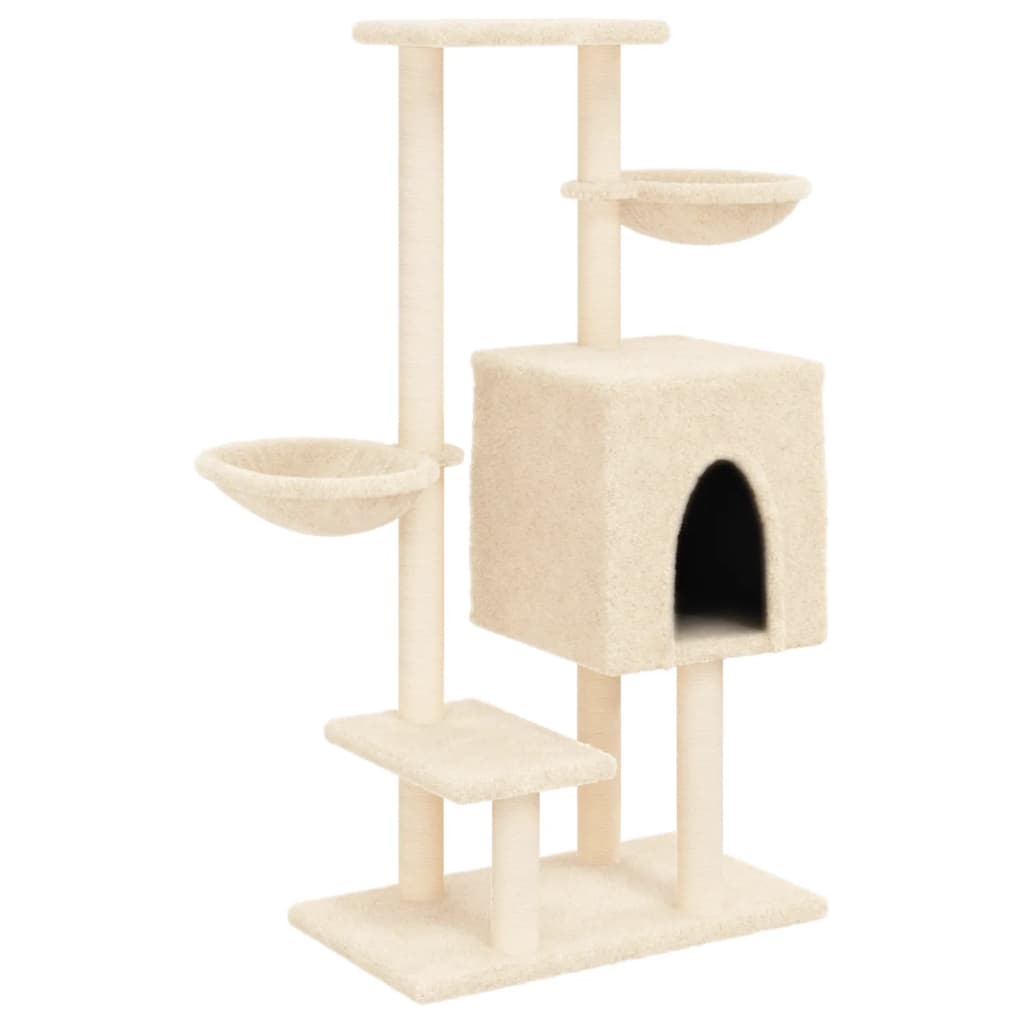 vidaXL Cat Tree with Sisal Scratching Posts Cream 117 cm