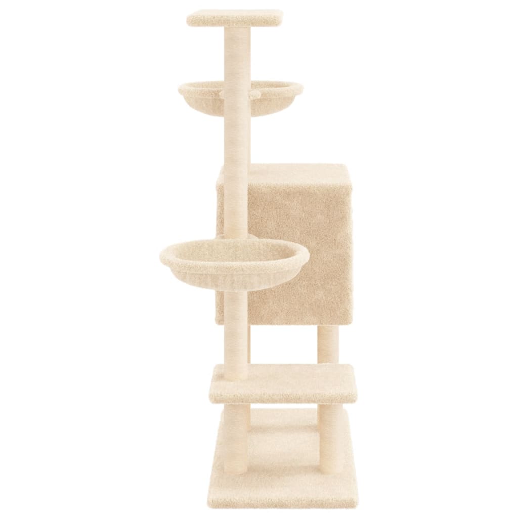 vidaXL Cat Tree with Sisal Scratching Posts Cream 117 cm