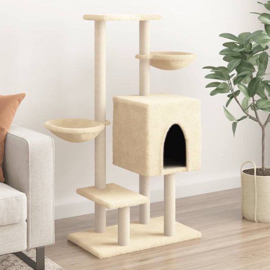 vidaXL Cat Tree with Sisal Scratching Posts Cream 117 cm