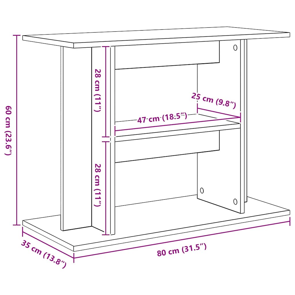 Aquarium Stand White 80x35x60 cm Engineered Wood