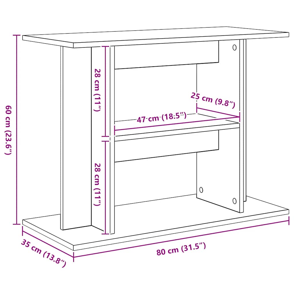 Aquarium Stand Grey Sonoma 80x35x60 cm Engineered Wood