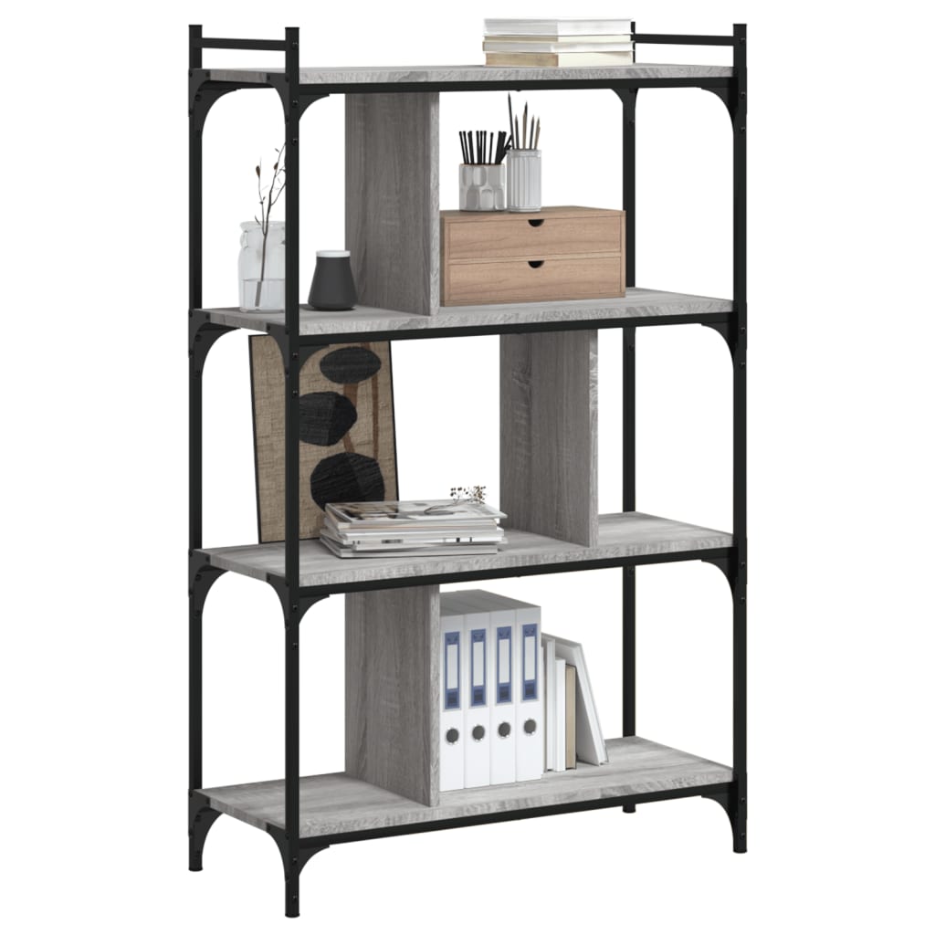 Bookcase 4-Tier Grey Sonoma 76x32x123 cm Engineered Wood