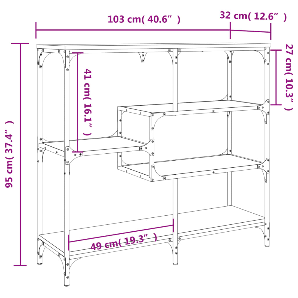 Console Table Smoked Oak 103x32x95 cm Engineered Wood