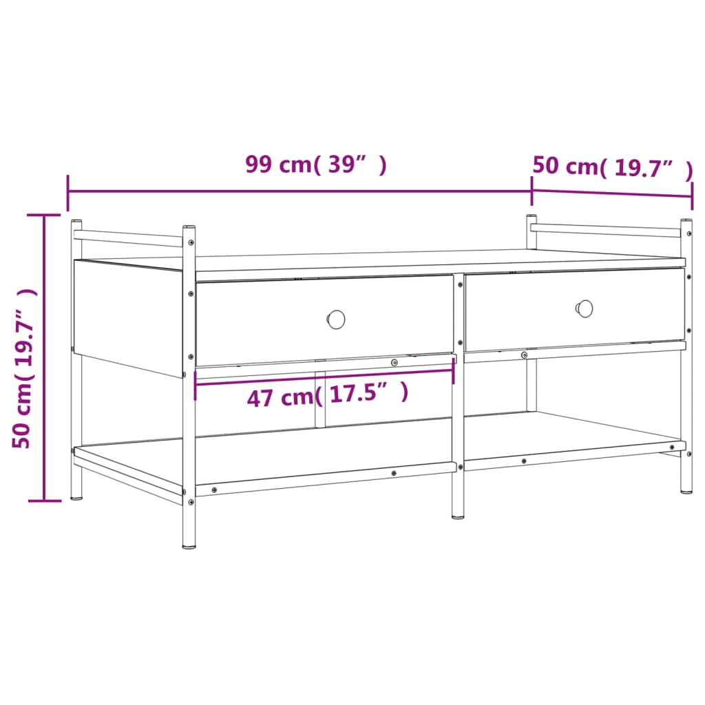 Coffee Table Black 99x50x50 cm Engineered Wood