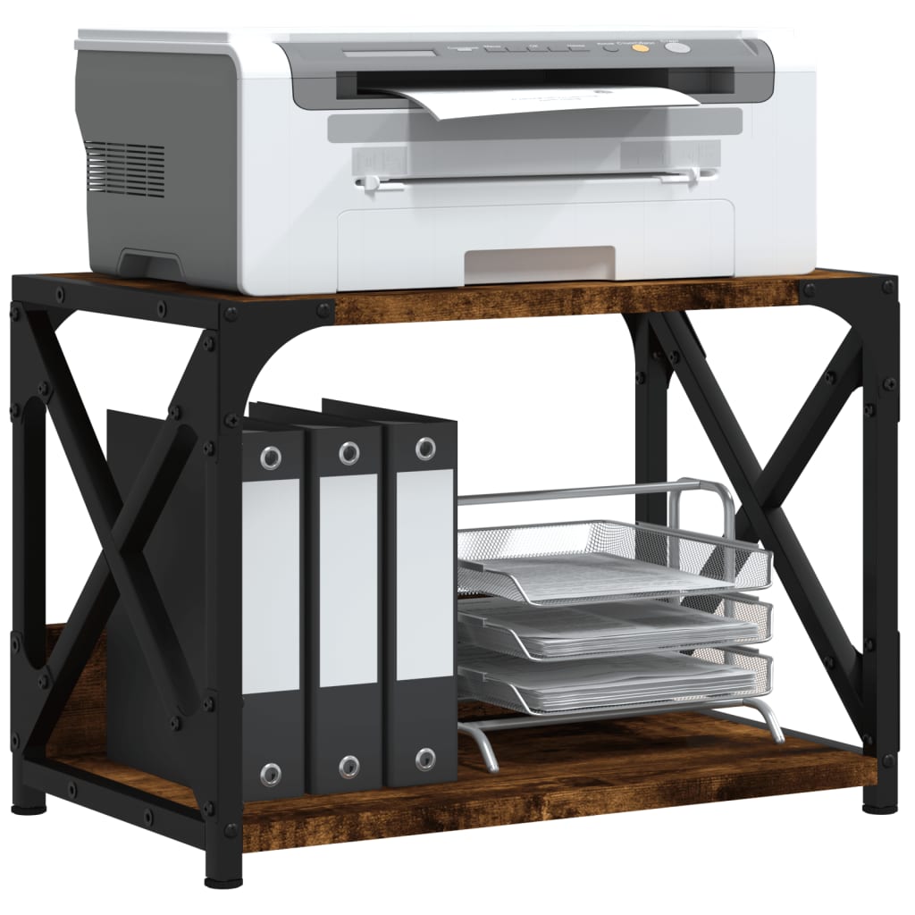 Printer Stand 2-Tier Smoked Oak 44x26x31,5 cm Engineered Wood