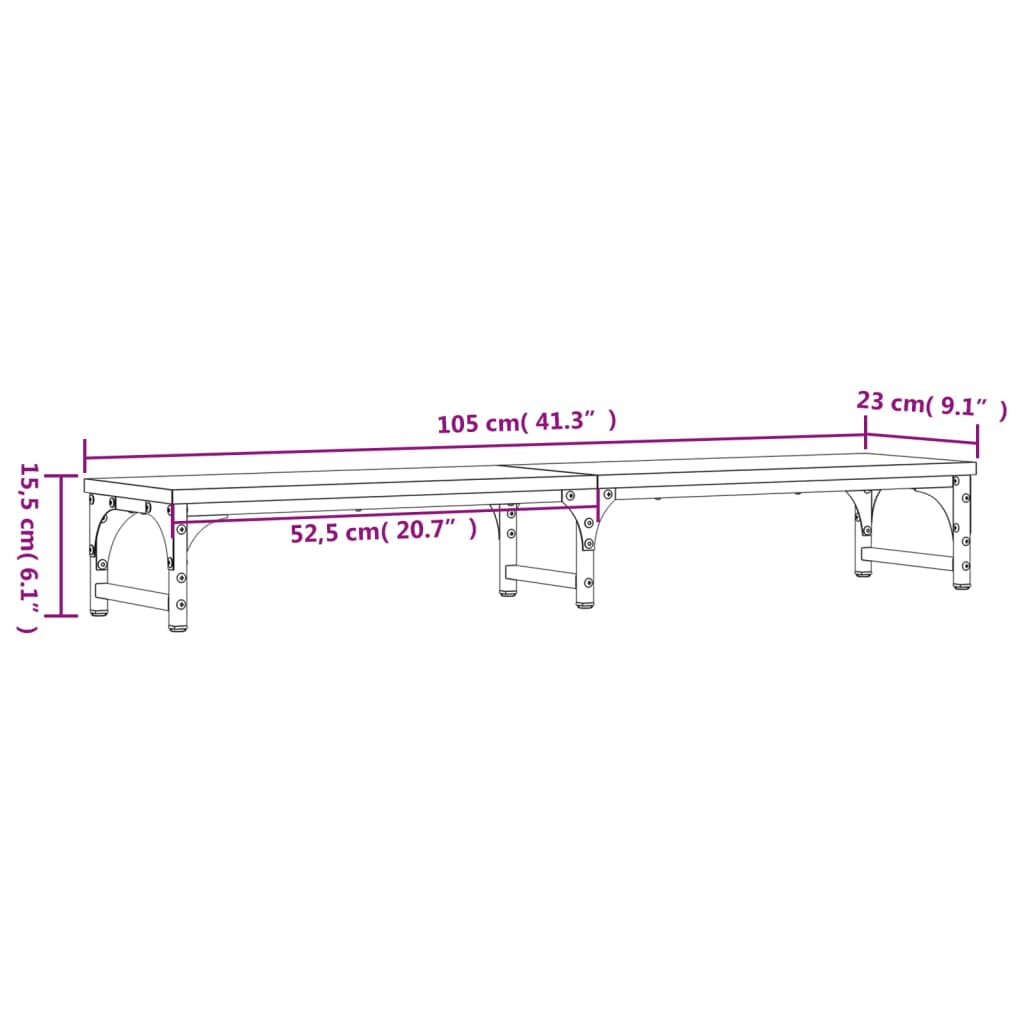 vidaXL Monitor Stand Sonoma Oak 105x23x15.5 cm Engineered Wood