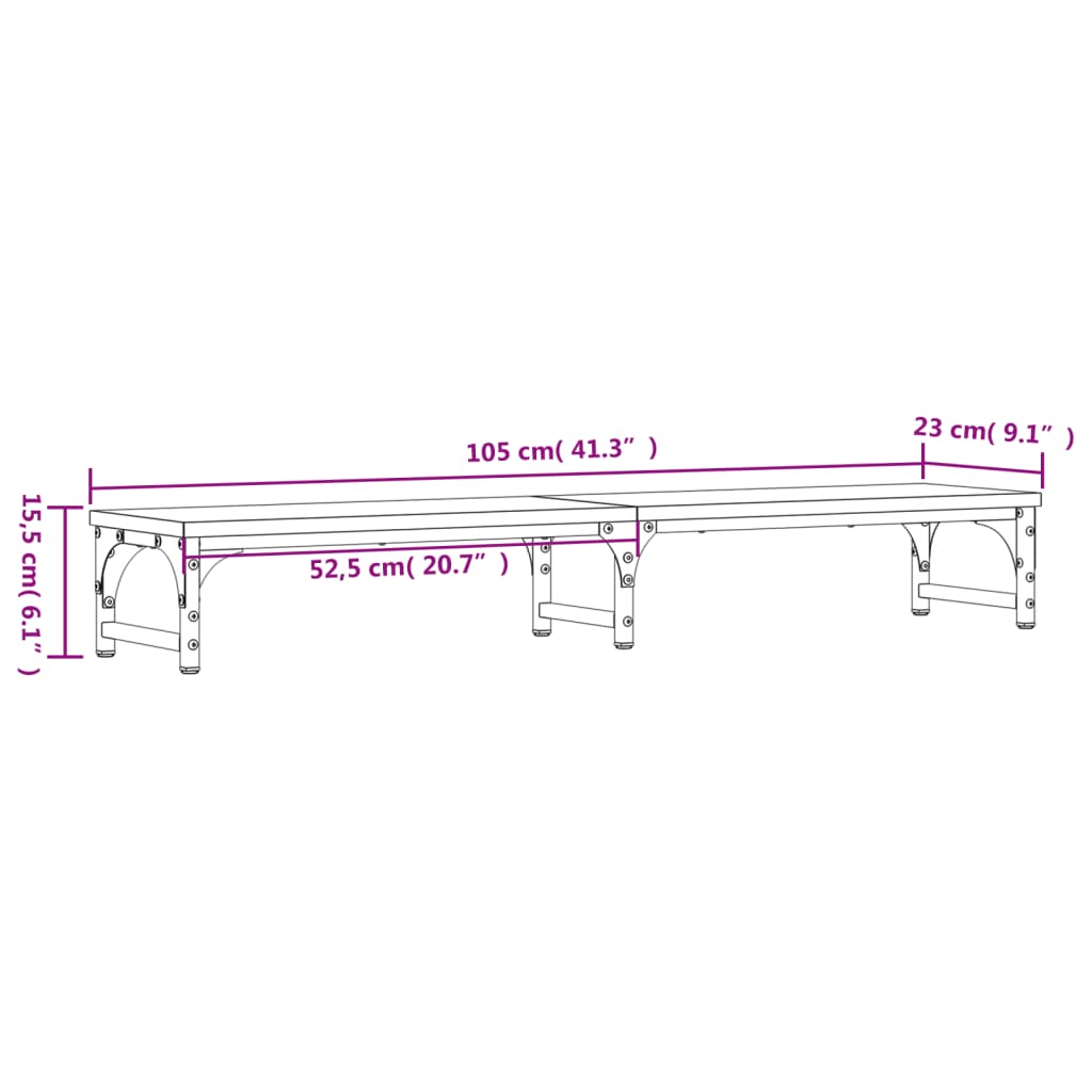 vidaXL Monitor Stand Grey Sonoma 105x23x15.5 cm Engineered Wood