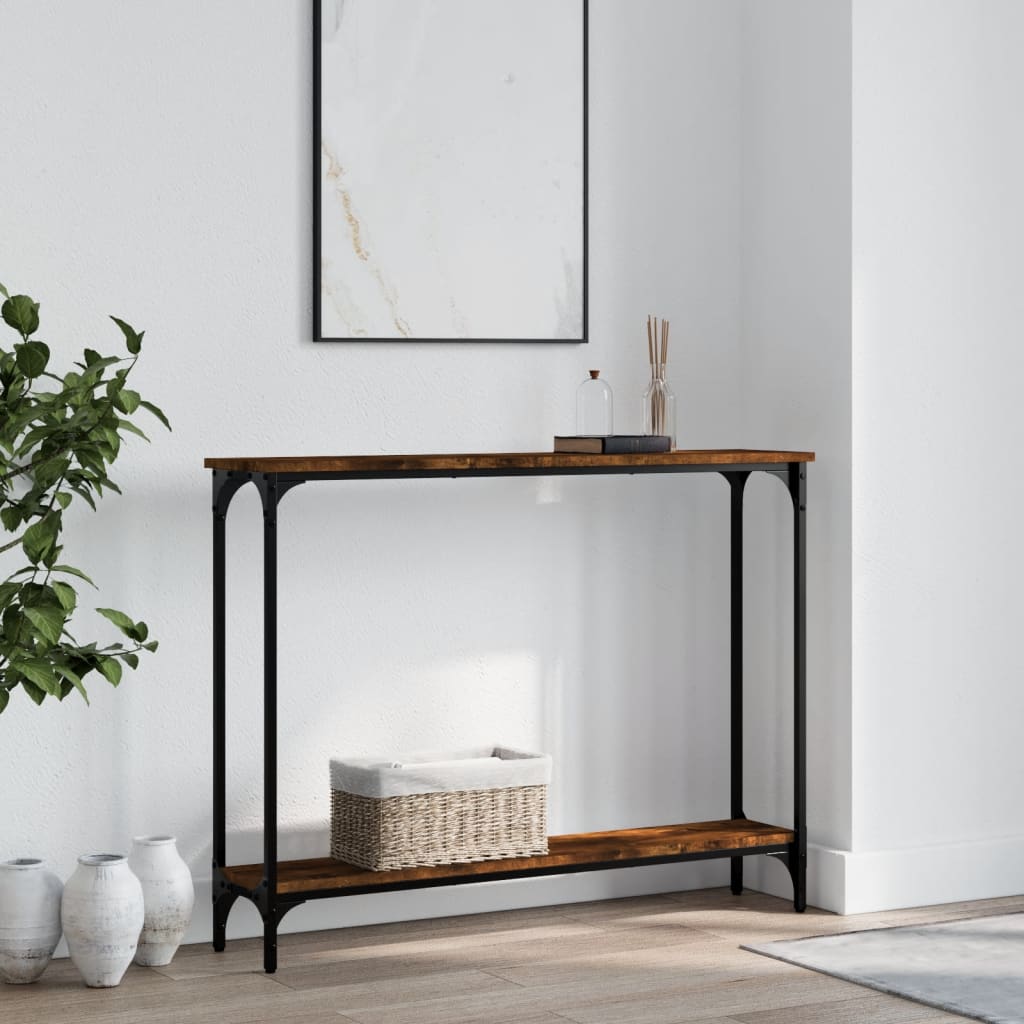 Console Table Smoked Oak 100x22,5x75 cm Engineered Wood