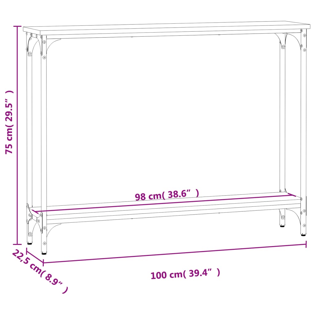 Console Table Grey Sonoma 100x22,5x75 cm Engineered Wood