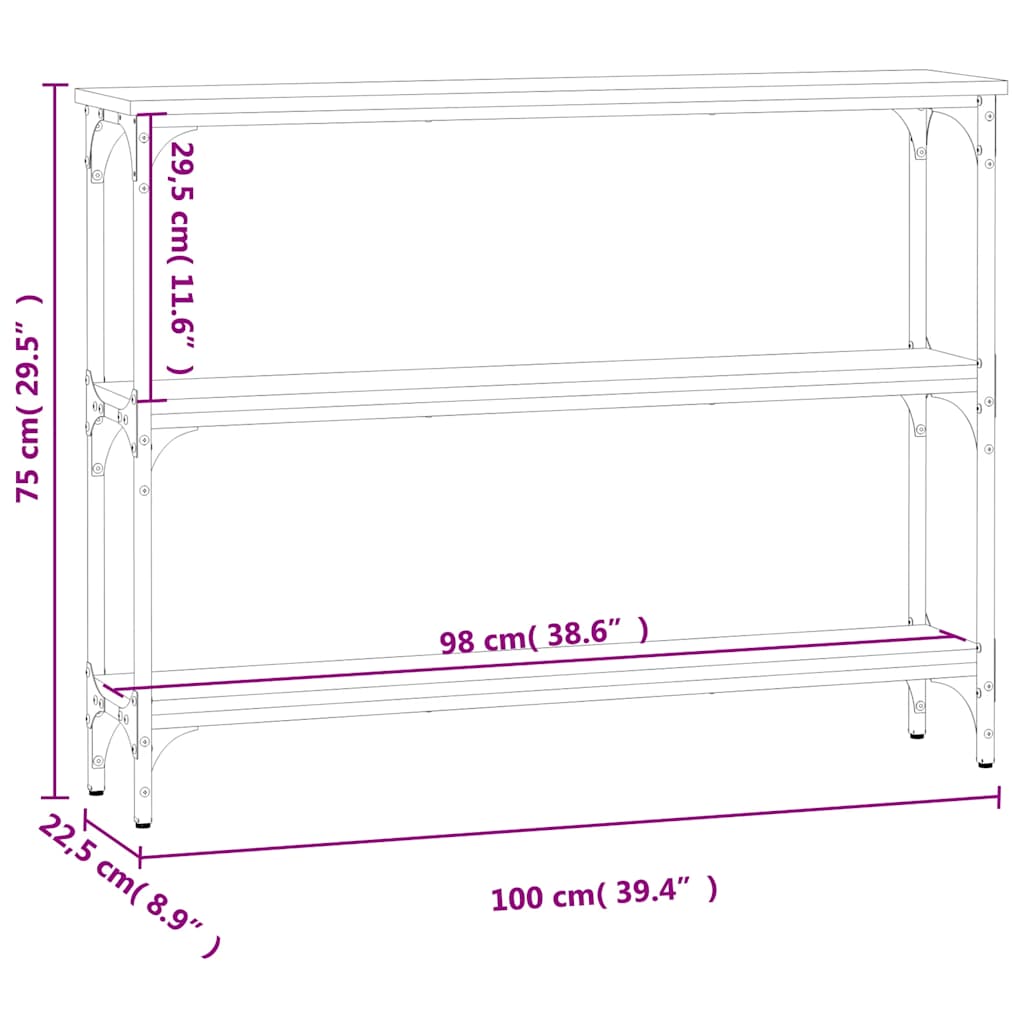 Console Table Black 100x22,5x75 cm Engineered Wood
