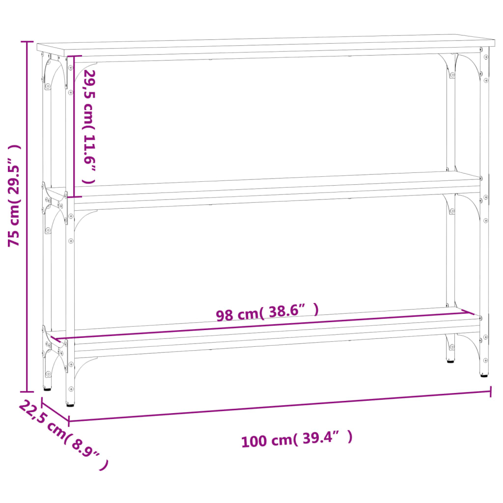 Console Table Grey Sonoma 100x22,5x75 cm Engineered Wood
