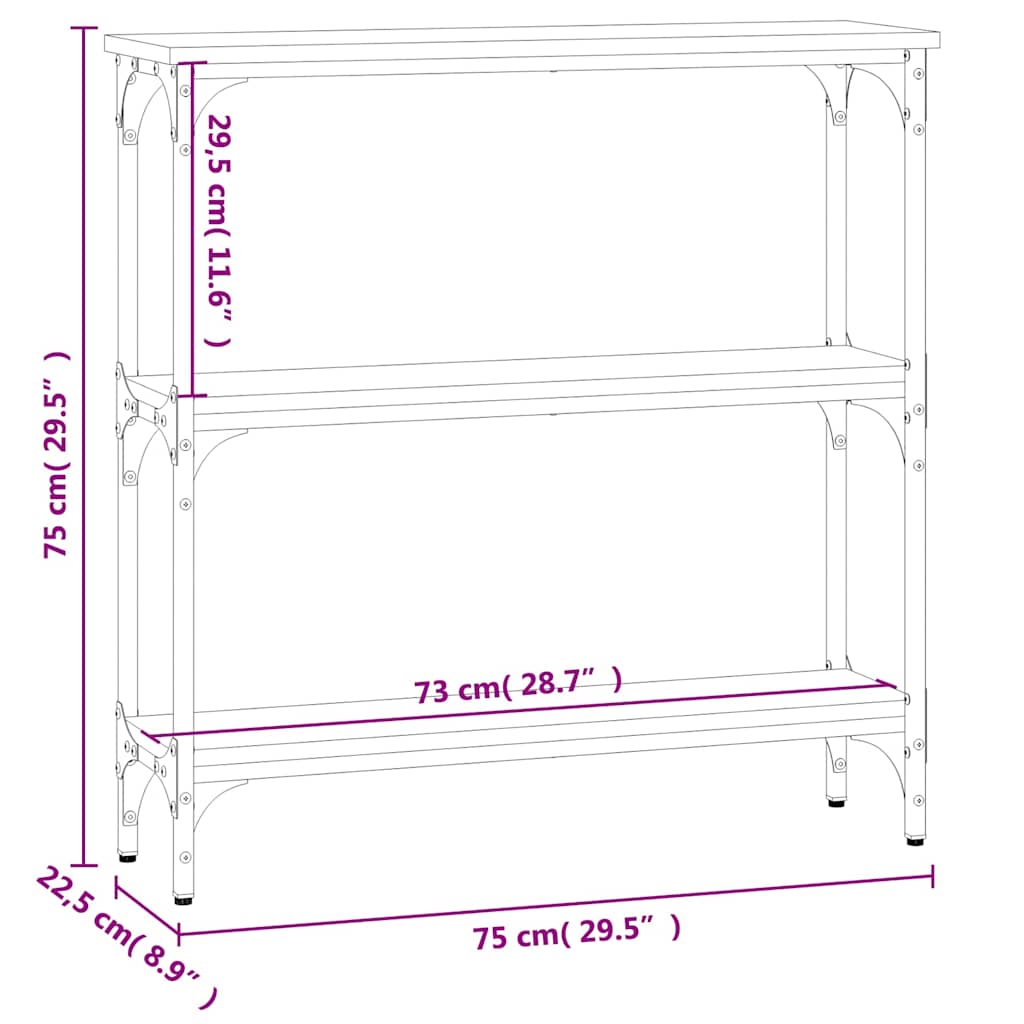Console Table Black 75x22,5x75 cm Engineered Wood