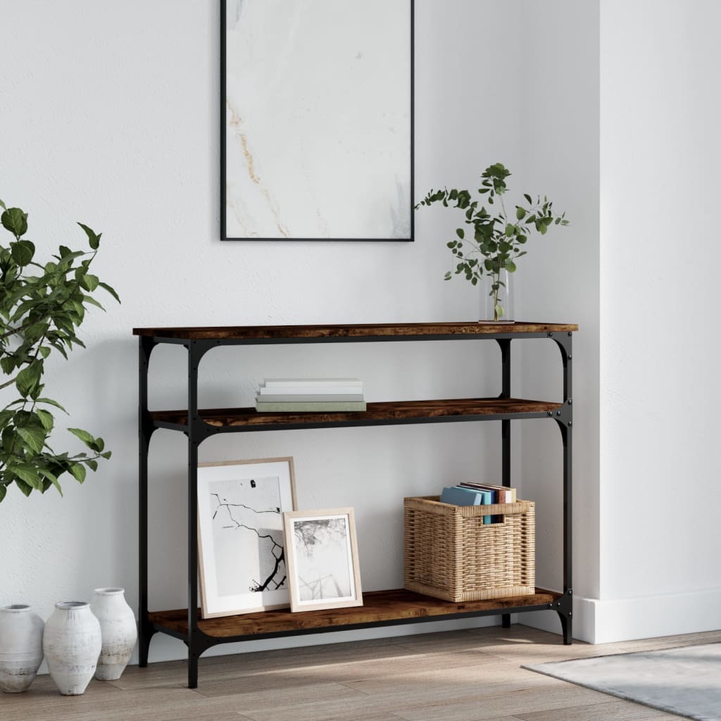 Console Table Smoked Oak 100x29x75 cm Engineered Wood
