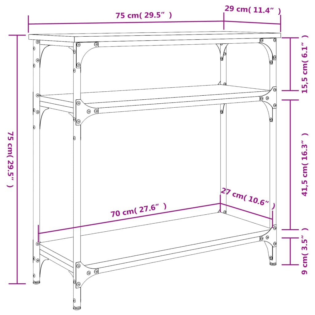 Console Table Sonoma Oak 75x29x75 cm Engineered Wood
