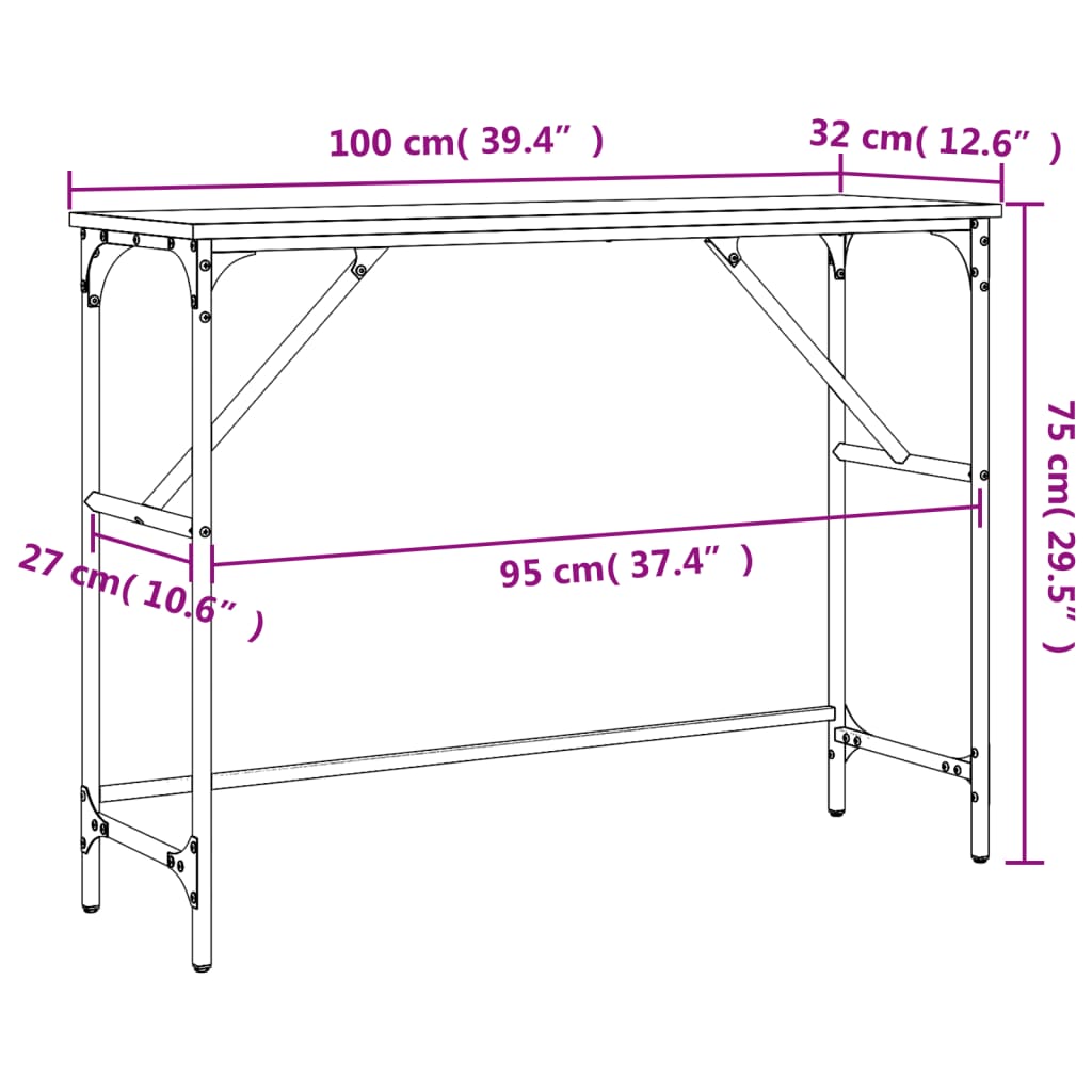 Console Table Grey Sonoma 100x32x75 cm Engineered Wood