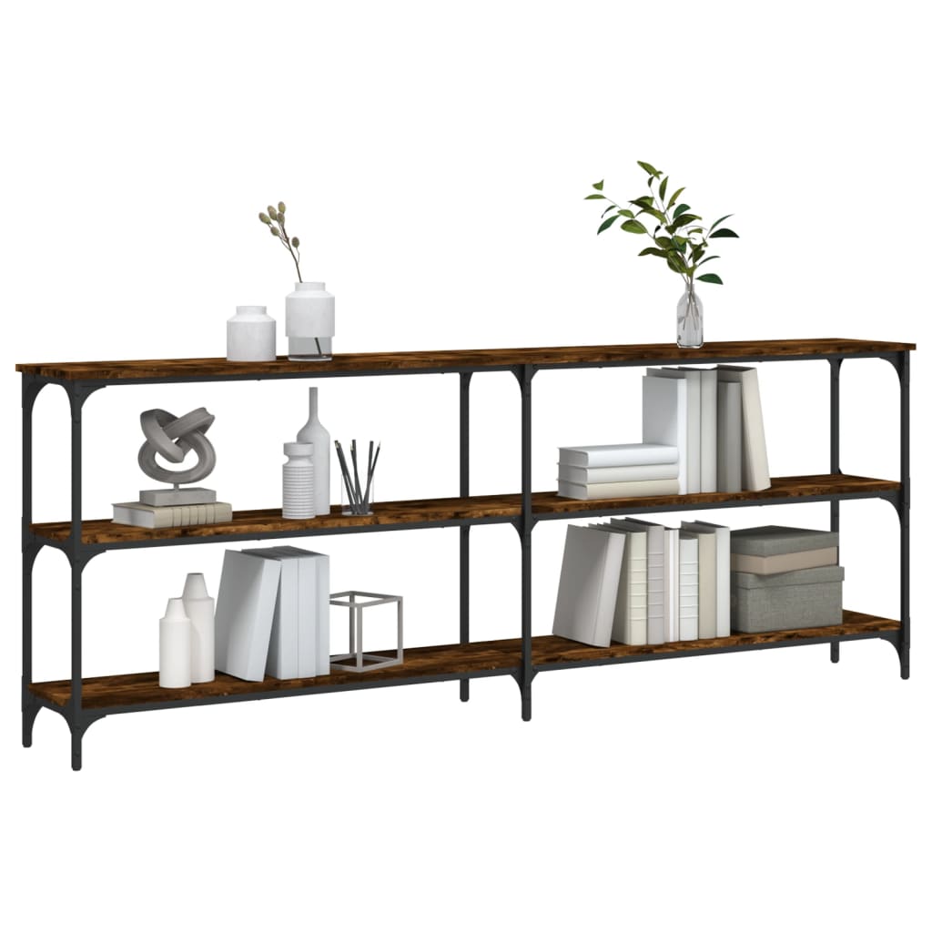 Console Table Smoked Oak 200x29x75 cm Engineered Wood