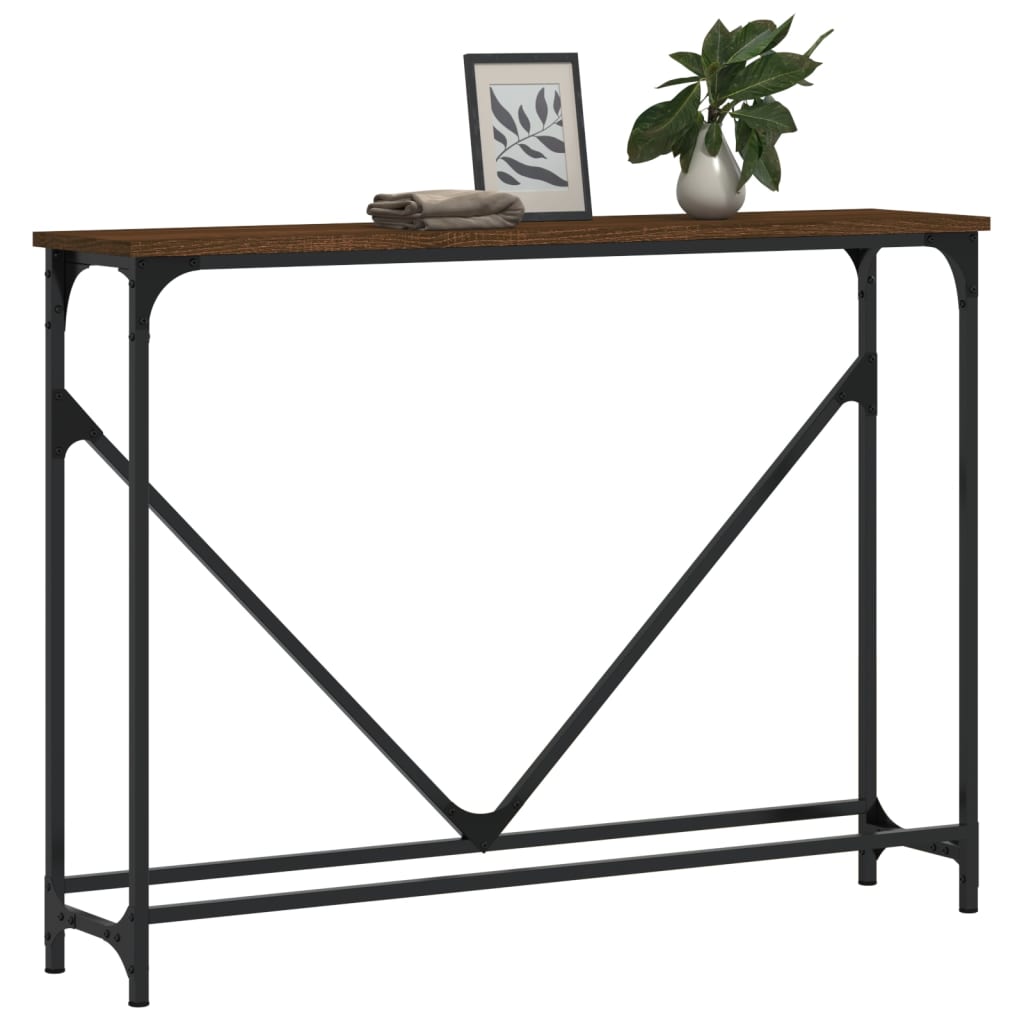 Console Table Brown Oak 102x22.5x75 cm Engineered Wood