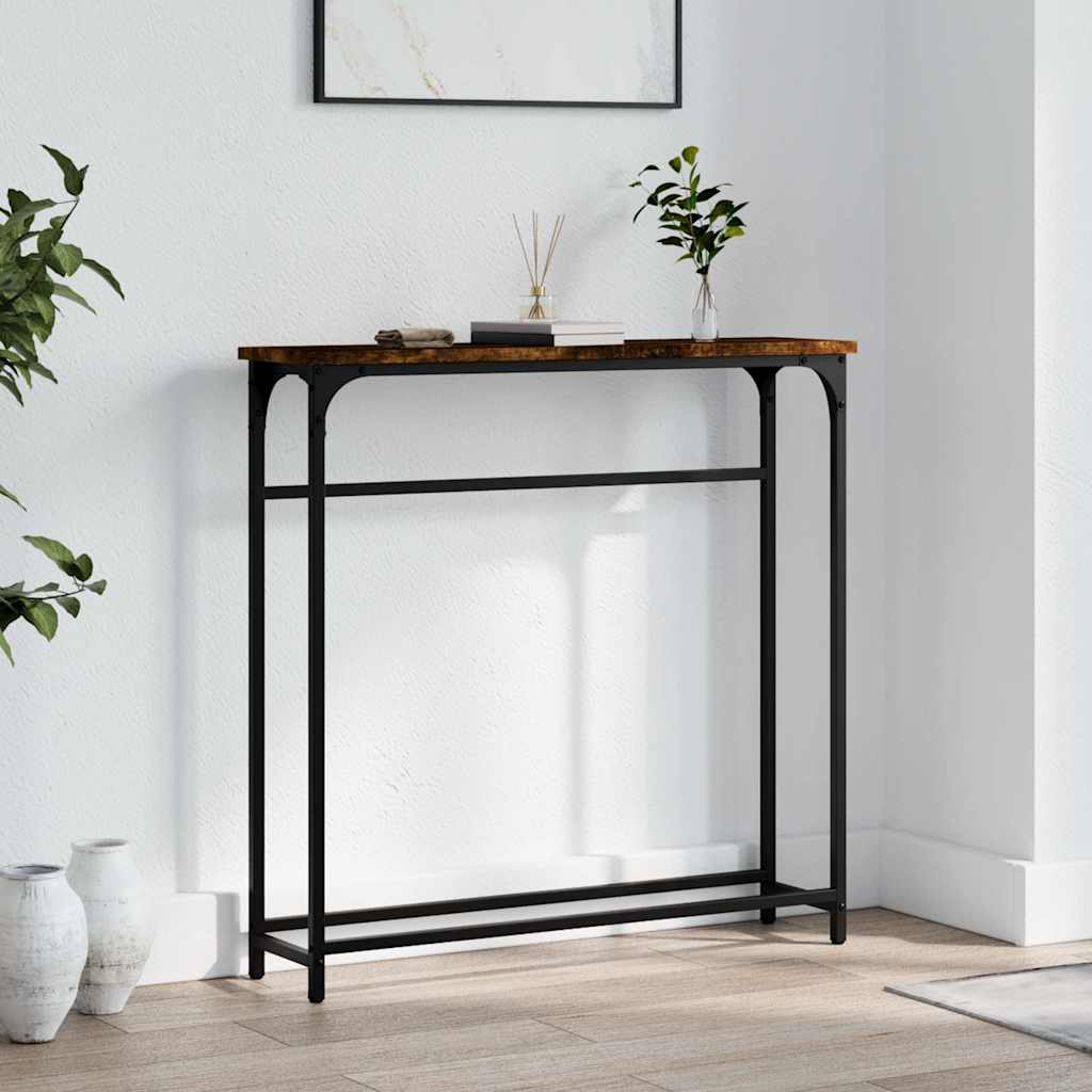 Console Table Smoked Oak 75x19,5x75 cm Engineered Wood