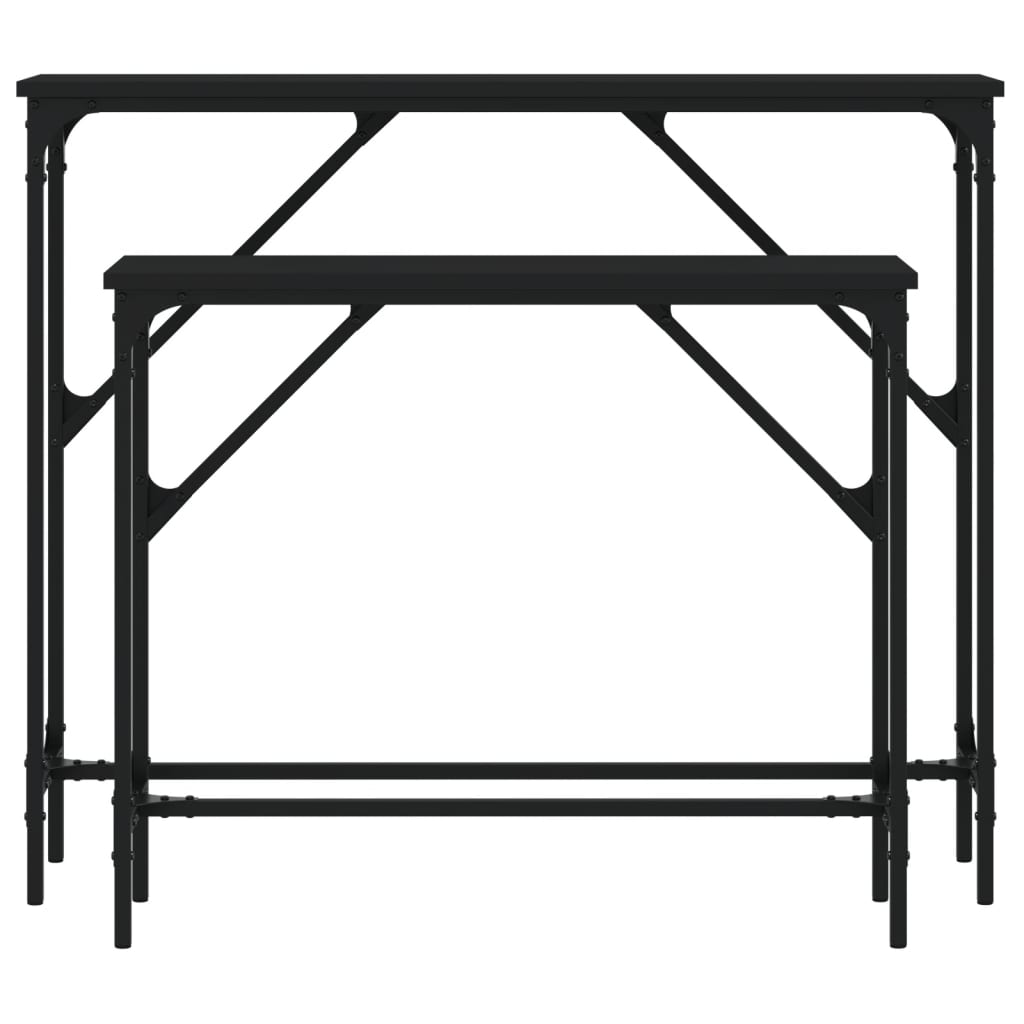 Console Tables 2 pcs Black Engineered Wood