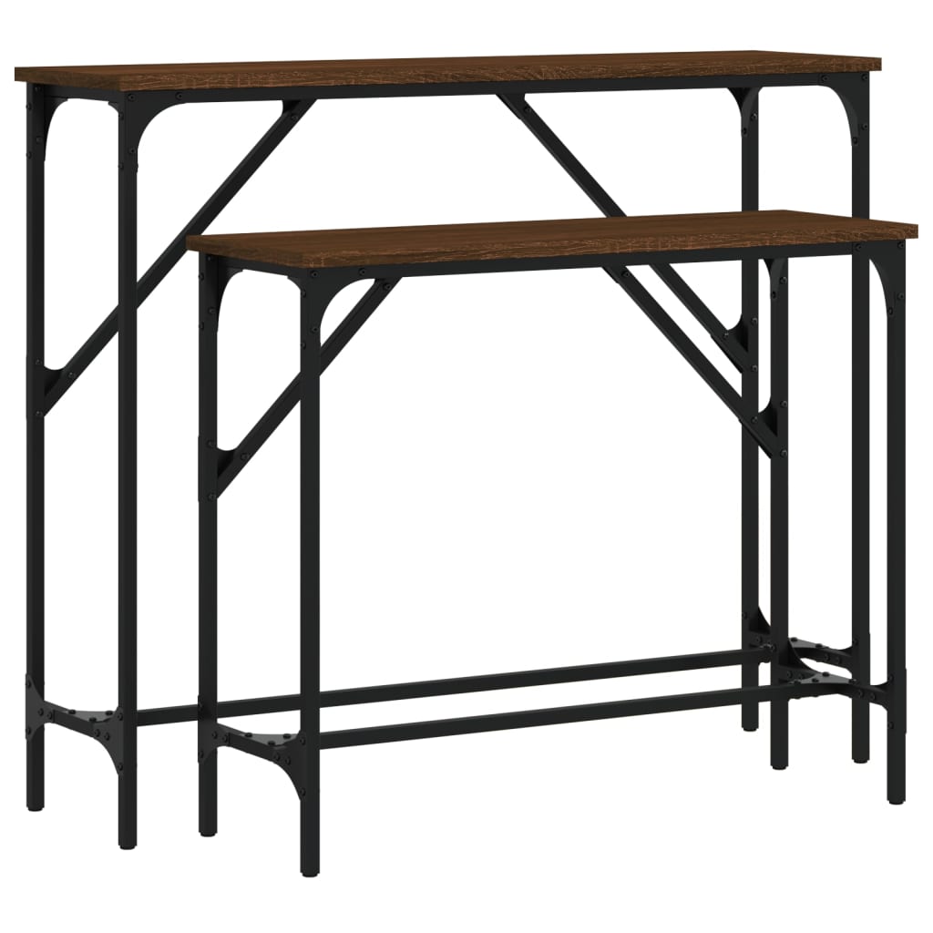 Console Tables 2 pcs Brown Oak Engineered Wood