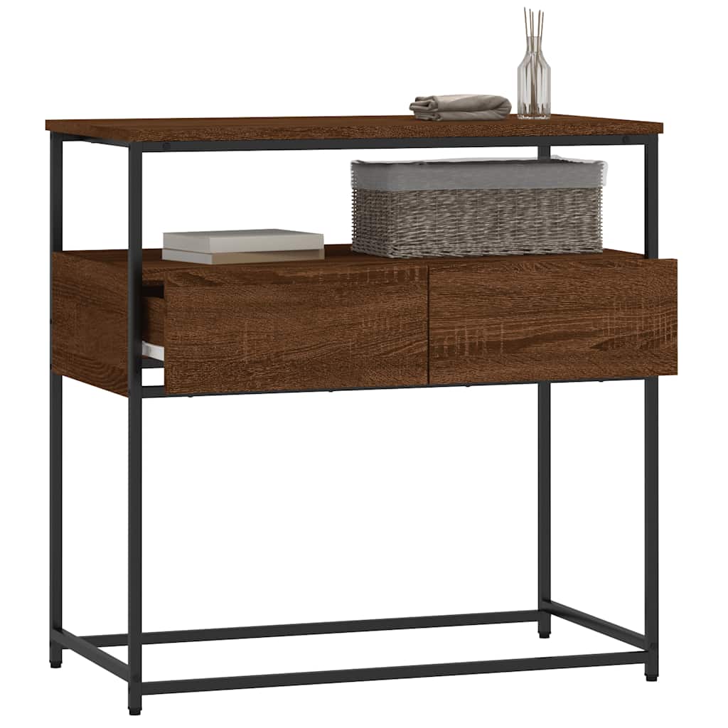 Console Table Brown Oak 75x40x75 cm Engineered Wood