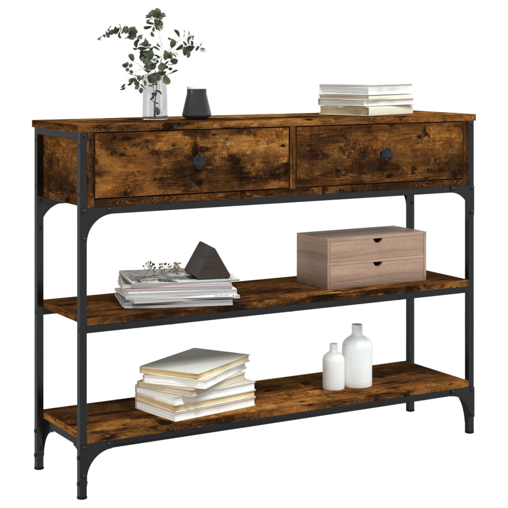 Console Table Smoked Oak 100x25x75 cm Engineered Wood